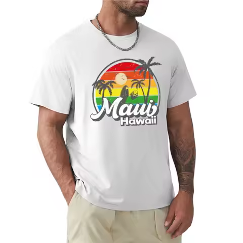 Vintage 80s Maui Hawaii T-Shirt boys whites customs korean fashion mens graphic t-shirts funny