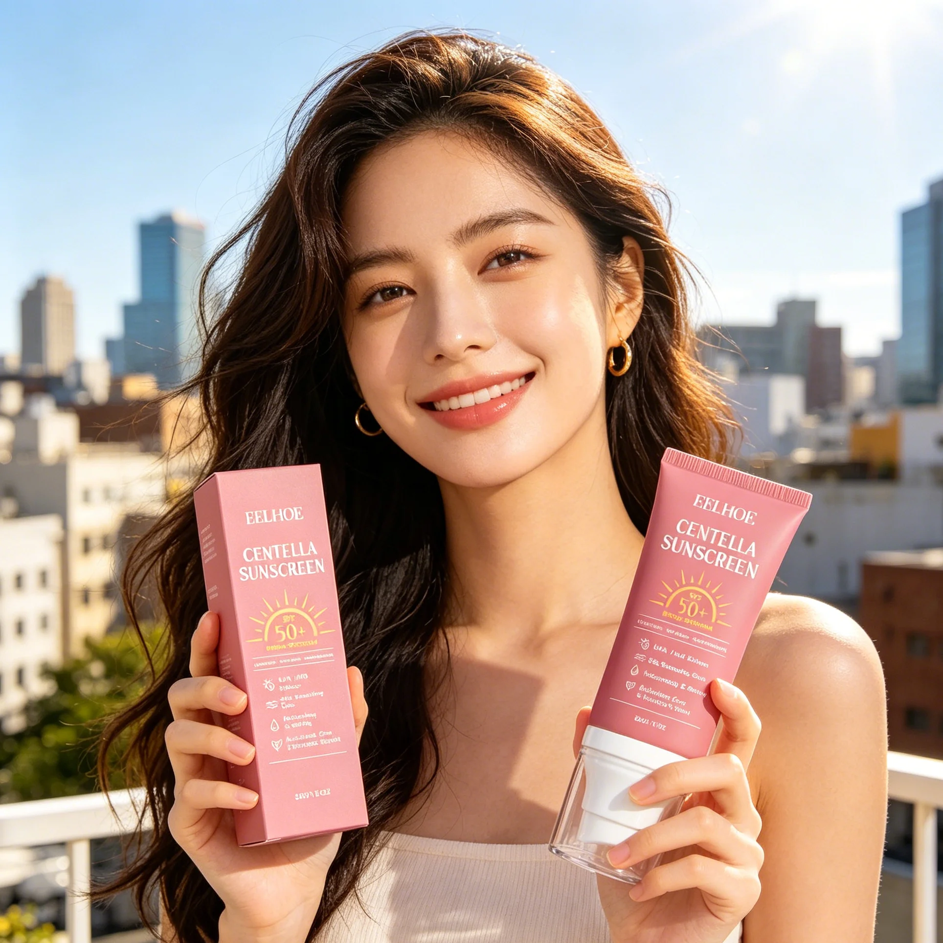Centella Cica Barrier Repair Protective Cream SPF50+ Lightweight Non-Greasy Sun Block Calming Redness Dry Skin Facial Sun Care