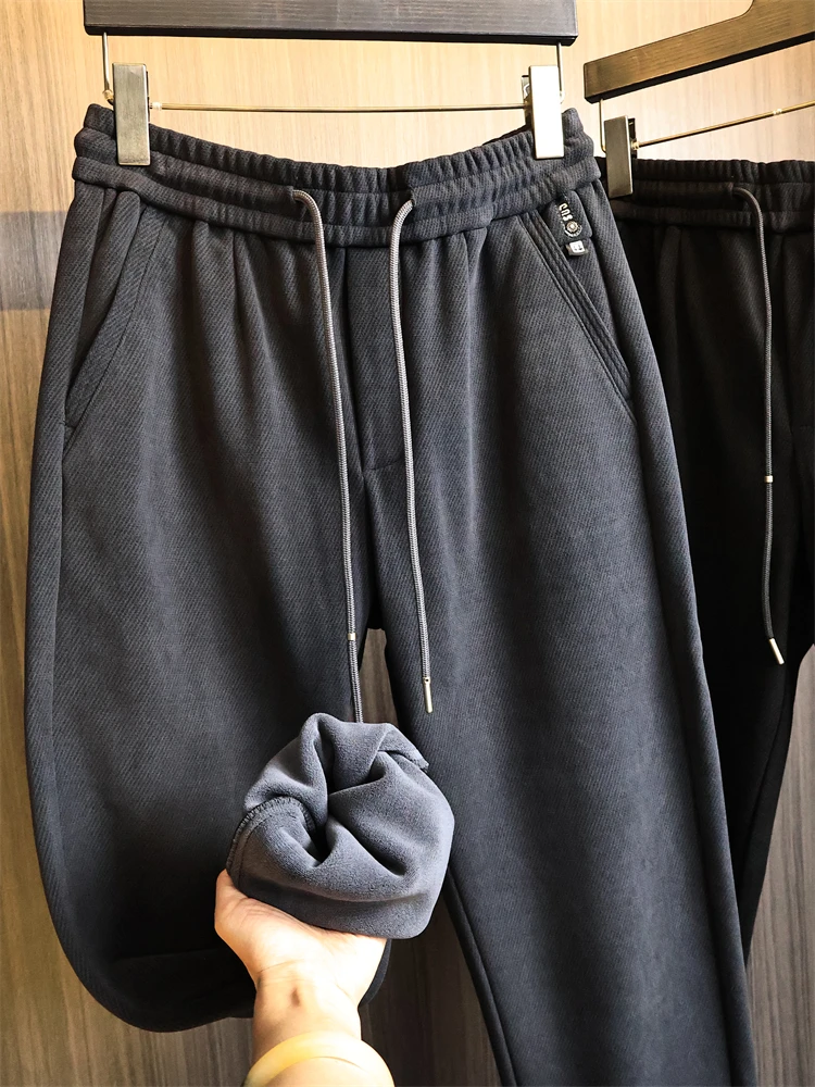 

Men's Thiened Fce Lined Straight Leg Casual Pants High Densi Twill Cosite Velvet Autumn Winter Faion Urban Sle