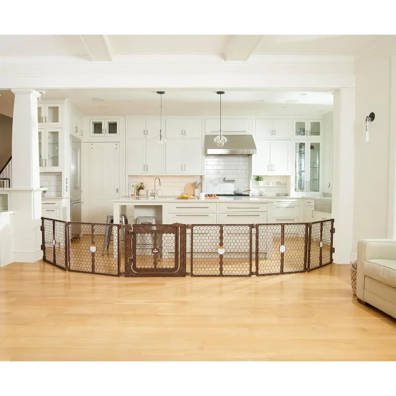 بوابة أطفال بلاستيكية واسعة للغاية قابلة للتعديل مقاس 192 بوصة وساحة لعب مع باب، علامة تجارية حائزة على الجائزة، مجموعة إضافية 2 في 1، تتضمن #2