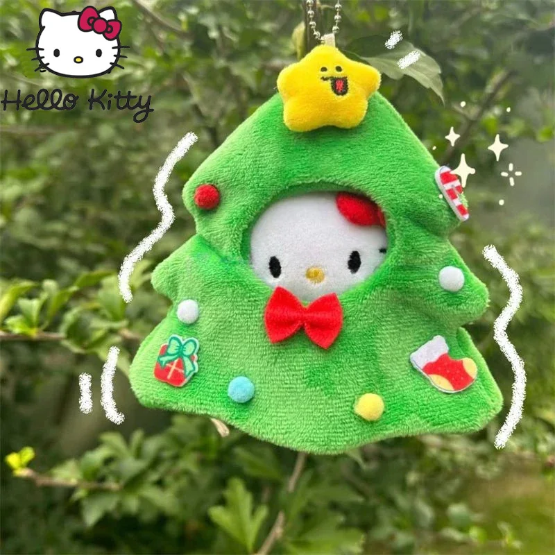 

Cute Sanrio Hello Kitty Soft Pendant Cartoon Anime Christmas Tree Keychain Kawaii Bag Accessories Girls Christmas Day Gift