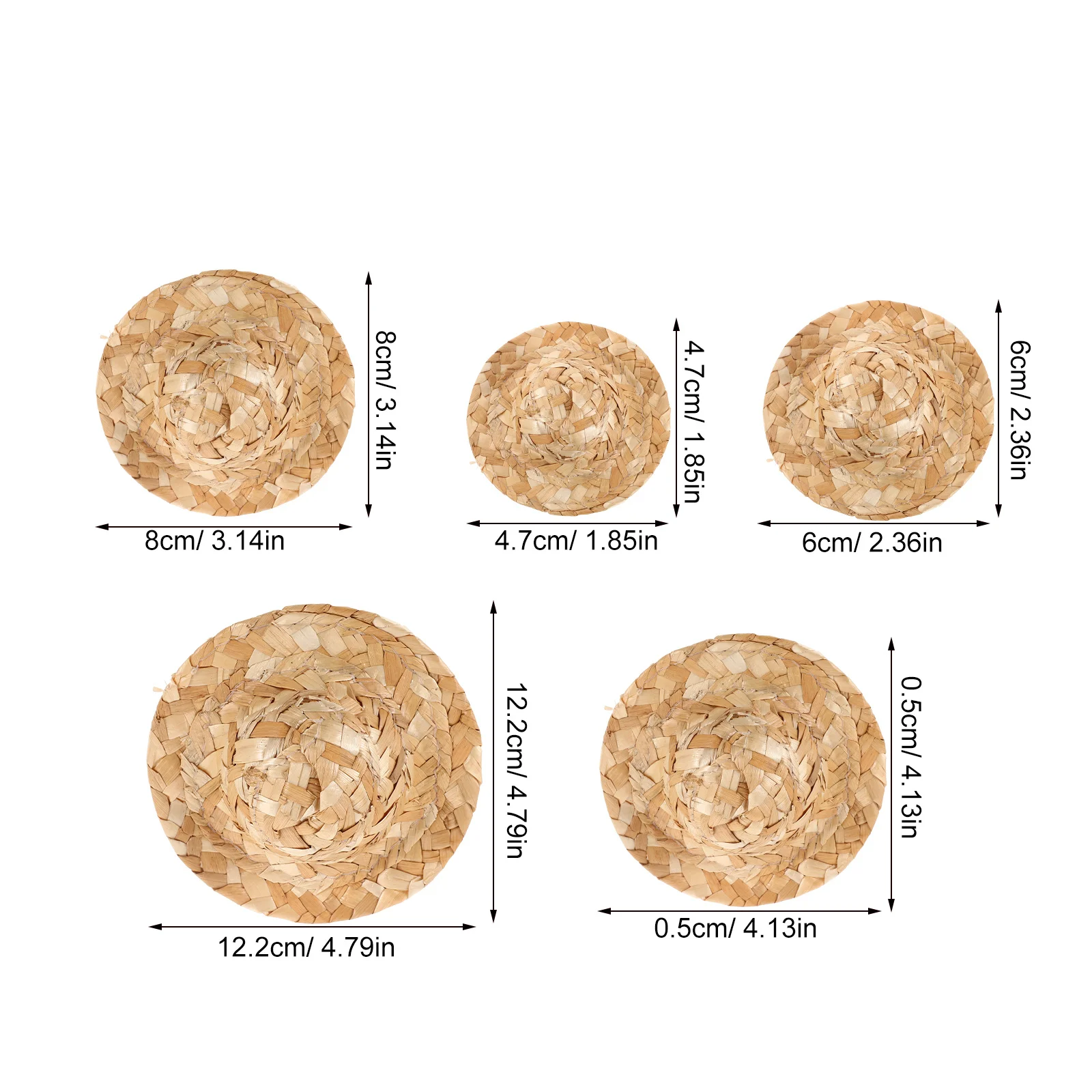 10 قطعة قبعات القش المصغرة لمشاريع DIY اليدوية المنسوجة قبعات صغيرة الحرفية اكسسوارات ريفي نمط زينة للفن الإبداعي #3