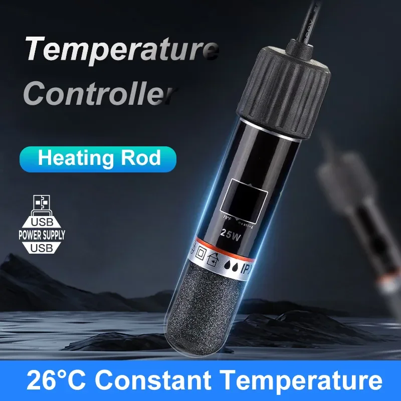 USB 10W Aquarium Heater Heating Rod For Small Fish Tank 26°C Constant Temperature Heater Submersible Temperature Controller