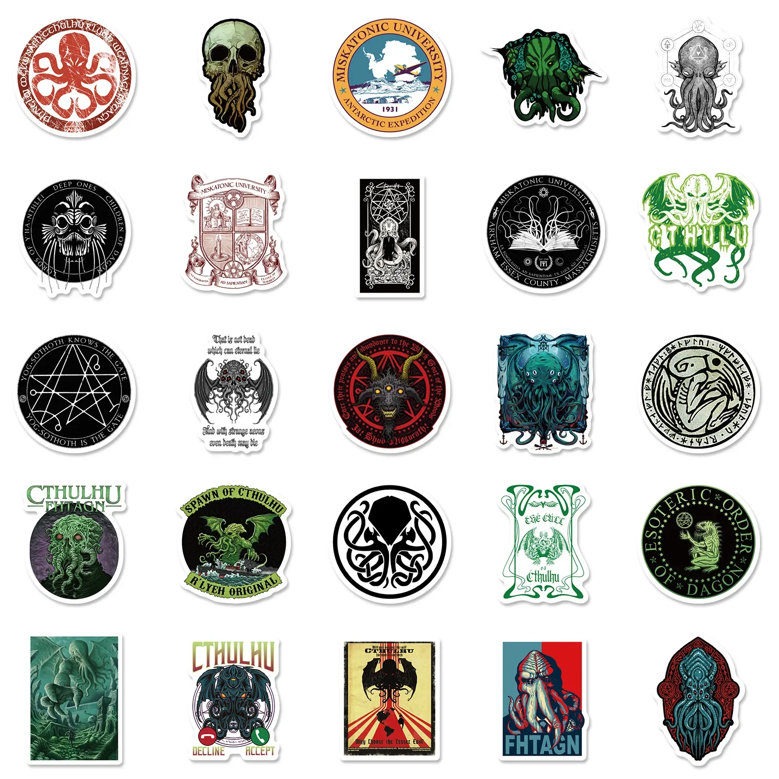 10/50PCS Cool Horror Great Cthulhu Stickers Suitcase Laptop Skateboard Phone Fridge Luggage Decal Cartoon Mythos Sticker Toy