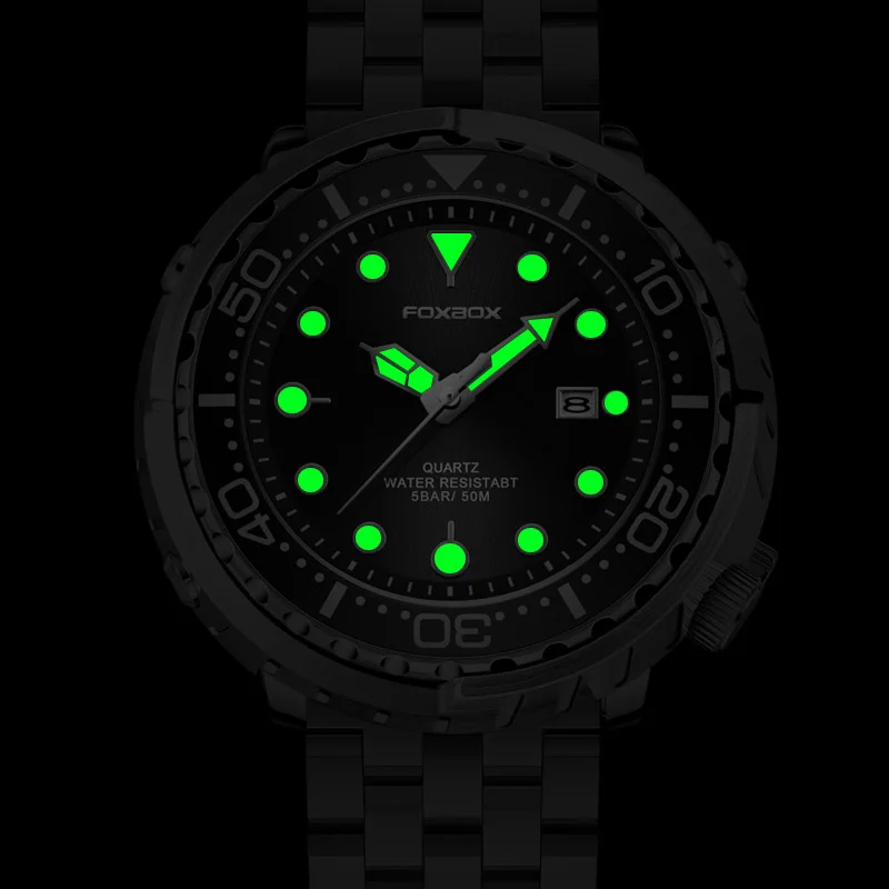 Mens Watches 5ATM Sports Waterproof Quartz Wristwatch Luminous Clock with Steel Bezel Watch for Men Relogio Masculino+Box