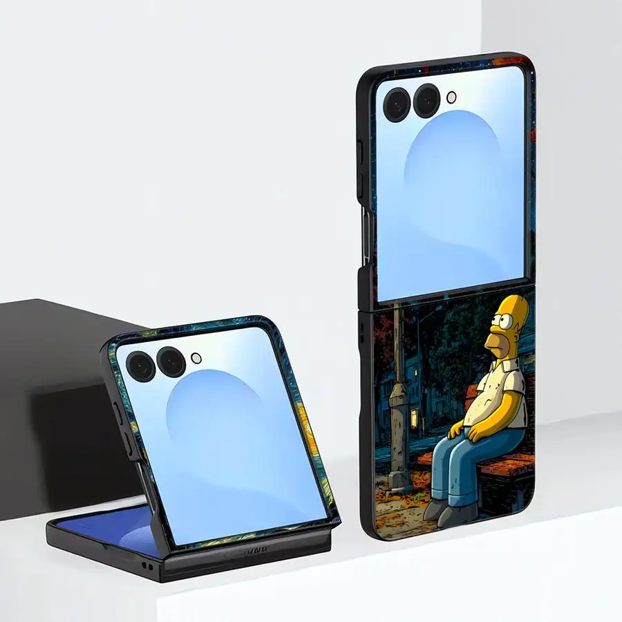 Phone Funda Case for Samsung Galaxy Z Flip8 Z Flip 7 6 5 8 ZFlip4 ZFlip5 ZFlip3 ZFlip7 FE ZFlip6 The S-Simpsons Starry Night