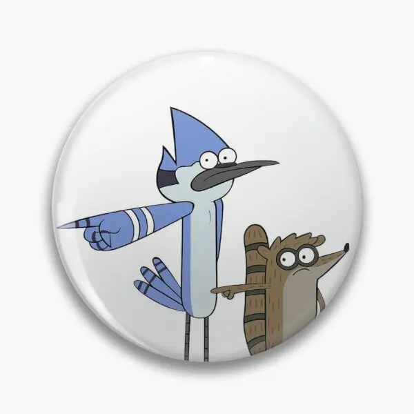 Mordecai And Rigby Pointing  Soft Button Pin Creative Clothes Lover Women Decor Cute Jewelry Brooch Cartoon Collar Metal Hat