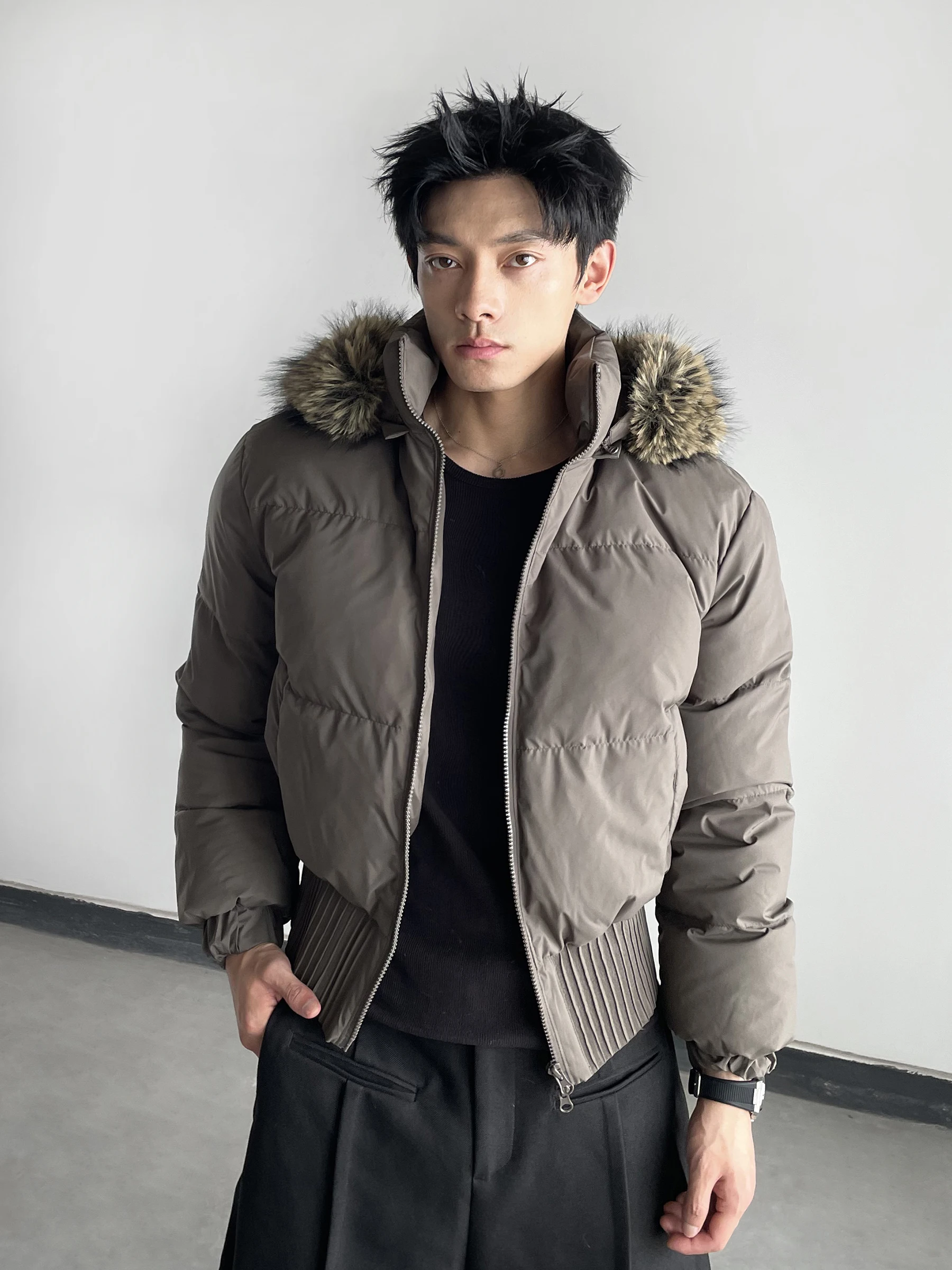 Men Women 2025 Winter New White Duck Down Faux Fur Collar Down Jackets Fashion Thickened Down Coats Long Sleeve Slimming Coats