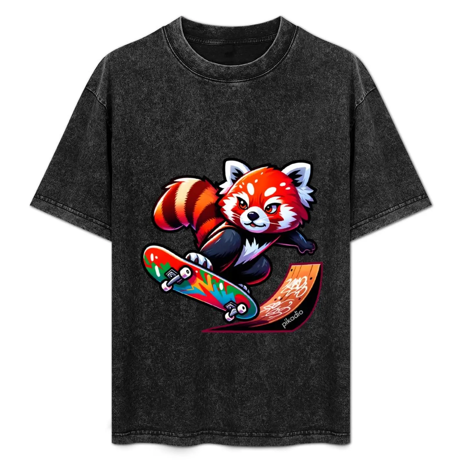 

Red Panda Skate T-Shirt Active Sports Short Sleeve Cotton Shirt