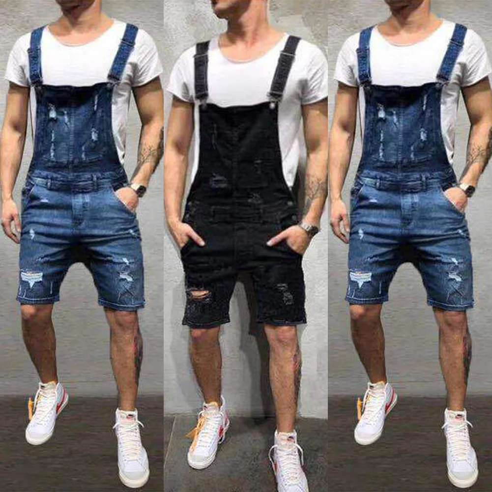 

New Fashon Mens Work Trousers Dungarees Casual Jumpsuit Romper Black Blue