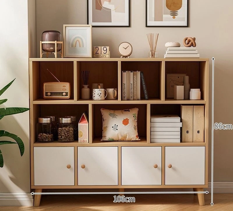 أرضية تخزين خزانة الكتب، غرفة المعيشة المنزلية البسيطة، مجموعة مجانية من الخشب الصلب المقلد #2