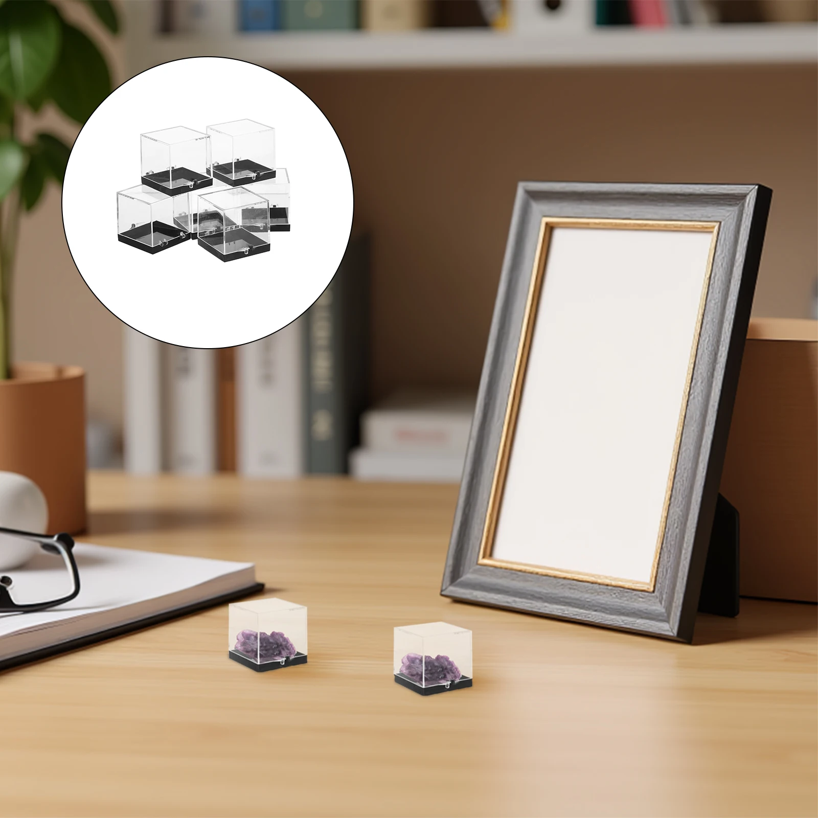 

6pcs Mineral Specimen Display Boxes Transparent Square 5.2X5.2Cm Crystal Collection Case Small Rock Storage Box For Collectibles