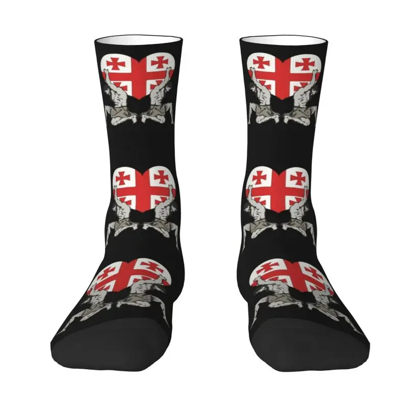 I Love Georgia Men's Crew Socks Unisex Funny Georgian Patriotic Gift Spring Summer Autumn Winter Dress Socks