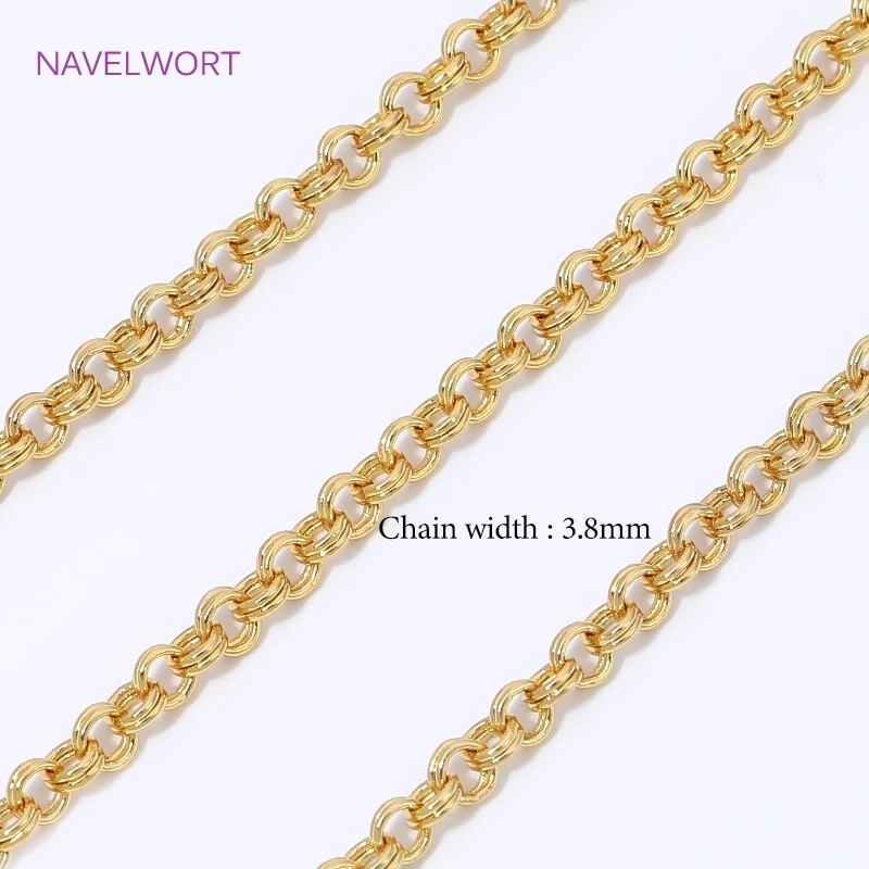 18K vergoldete Messing-O-Gliederkette für die Schmuckherstellung, Kabelkette als Meterware, Kettenzubehör, DIY-Halsketten- und Armbandzubehör – Detail 31