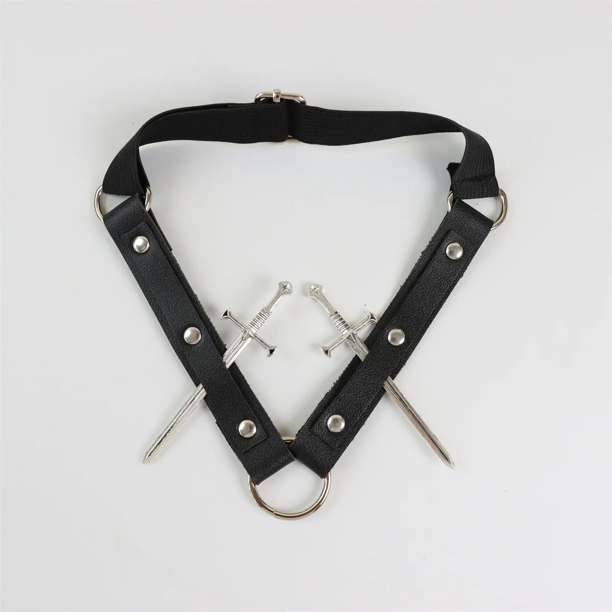 المرأة بولي Leather الجلود القوطية الساق خواتم الشرير نمط الأربطة تأثيري الملابس السيف اكسسوارات Harajuku نمط الساق الأشرطة #6