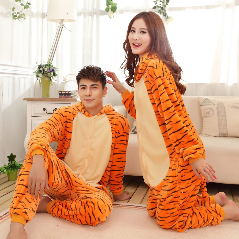 Tigre pigiama intero Cartoon Animal tutine Sleepwear tuta camicia da notte Loungewear Kigurumi camicia da notte tutina flanella animale