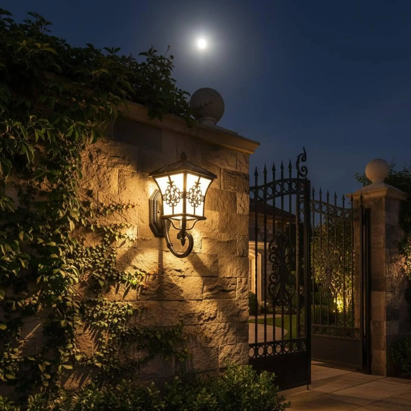 Solar Led Outdoor Wall Lamp Elegant Lantern Waterproof Garden Light for Villa and Patio - view 3