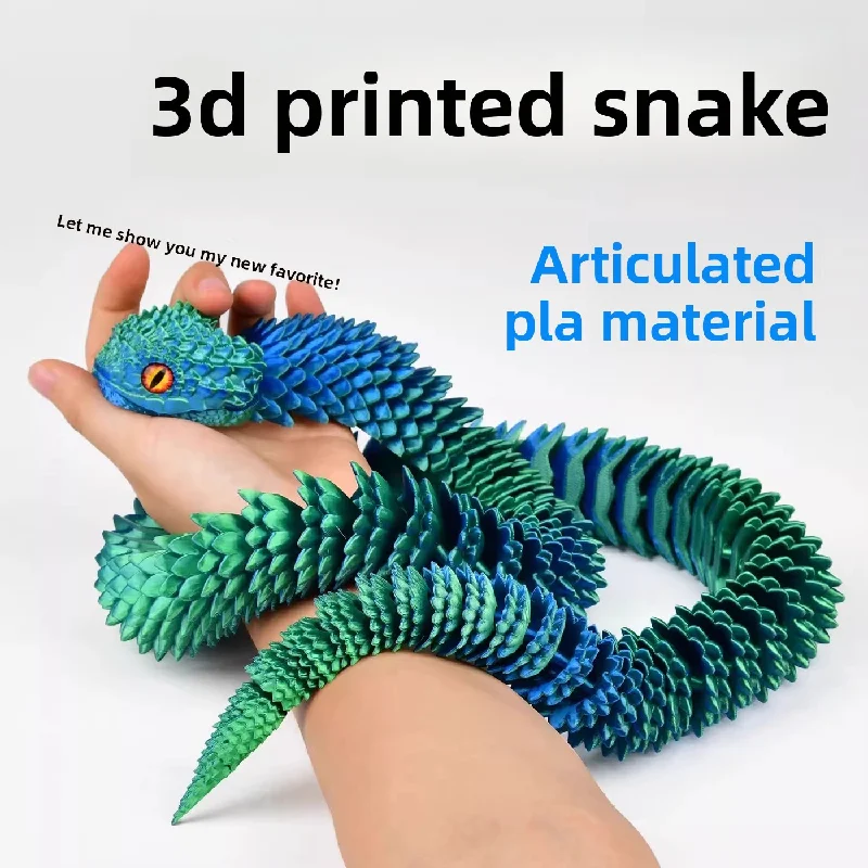 3D Printed Snake Movable Joint Fidget Toy Figurine Simulation Snake Office Desktop Omament Gifts Crafts Figurines Miniatures