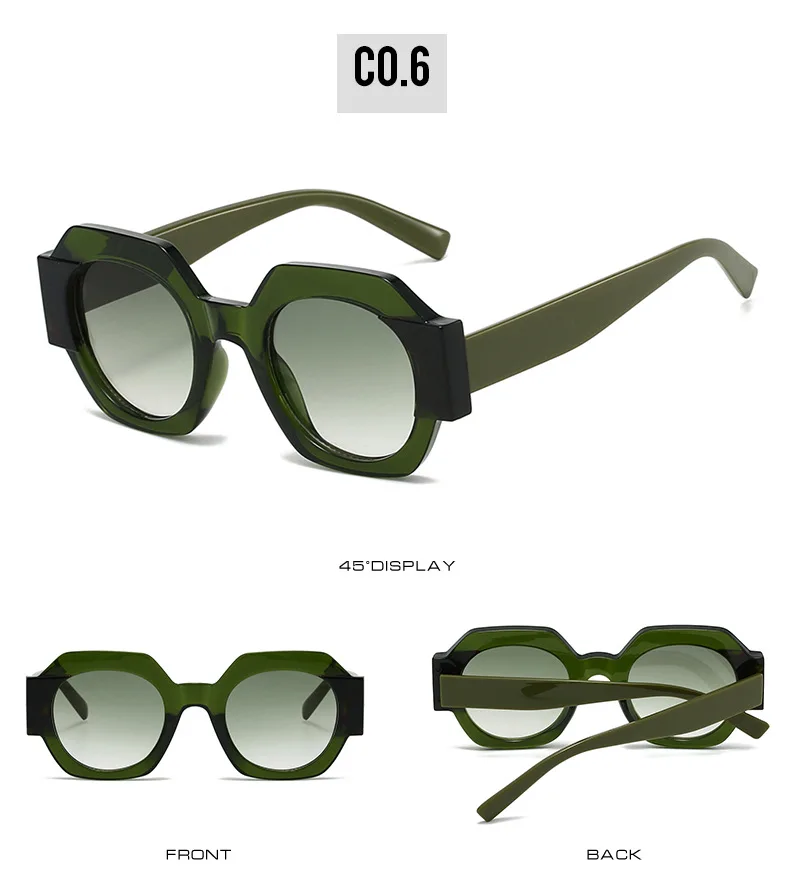 Neue Hexagon Einzigartige Sonnenbrille Frauen Marke Designer Farbe Patchwork Retro Weibliche Shades Reise Casual Brillen – Detail 12