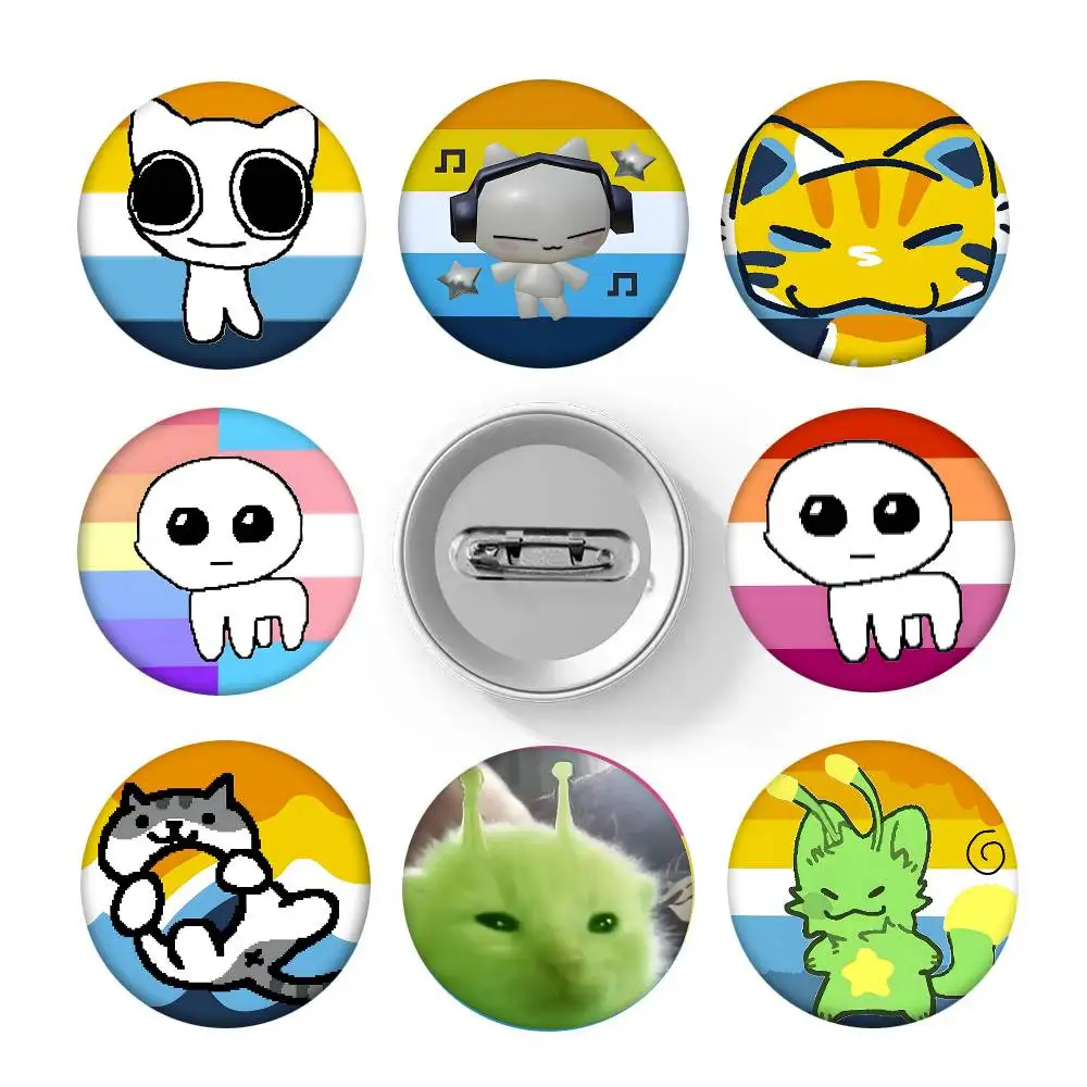1pc Aroace Pride Anime Cartoon Style Badge Brooches On Backpack Decoration Round Enamel Pins For Accessorys