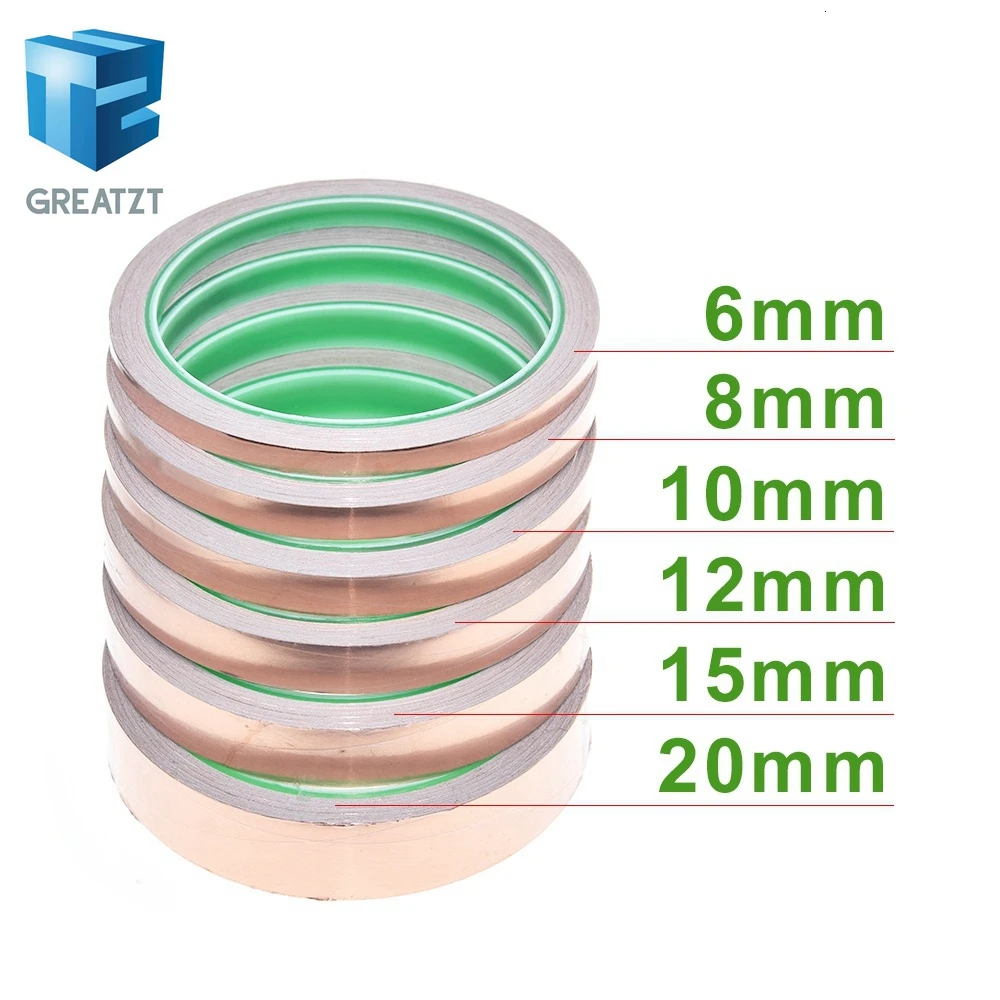 GREATZT 10m 6-20mm Adhesive Tape Foil Tape Adhesive Conductive Copper Shield Eliminate EMI Anti-static Single-sided Repair Tape