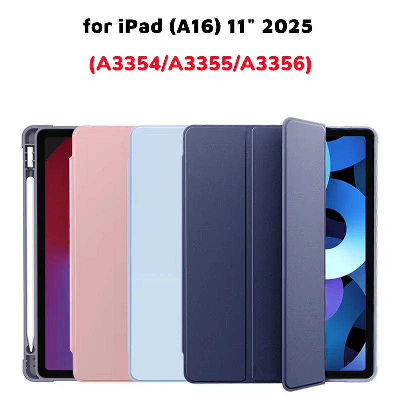 For iPad (A16) 11" 2025 Case with Pencil Holder Cover Funda Stand for 11th 11inches 2025 for A3354/A3355/A3356 view 2