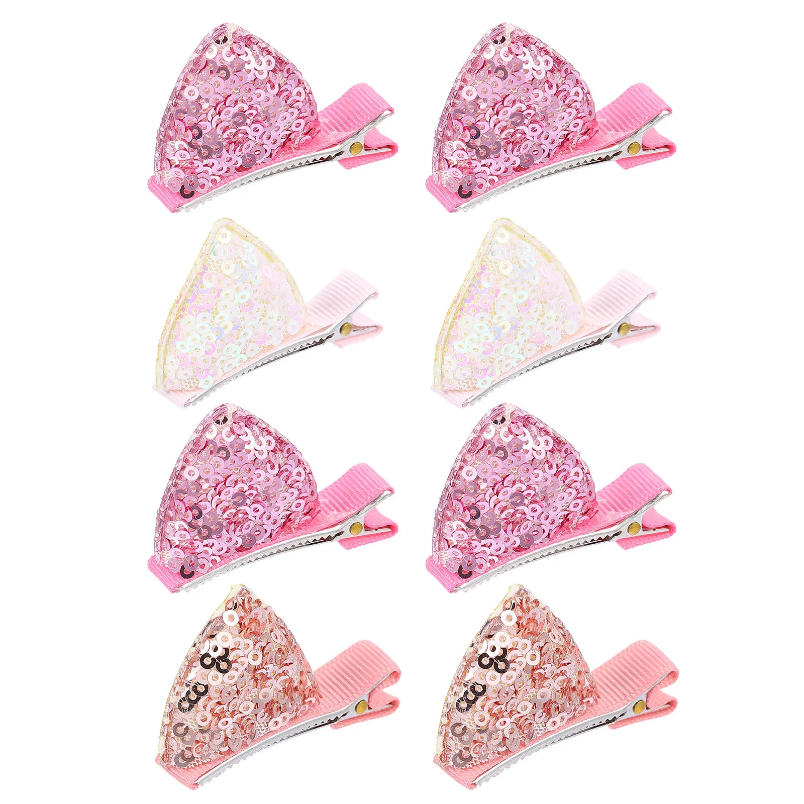 

8Pcs Cat Ear Hair Clips Sequins Glitter Barrette Cute Comfortable Hairpin for Women Party Cosplay Hair Accessories