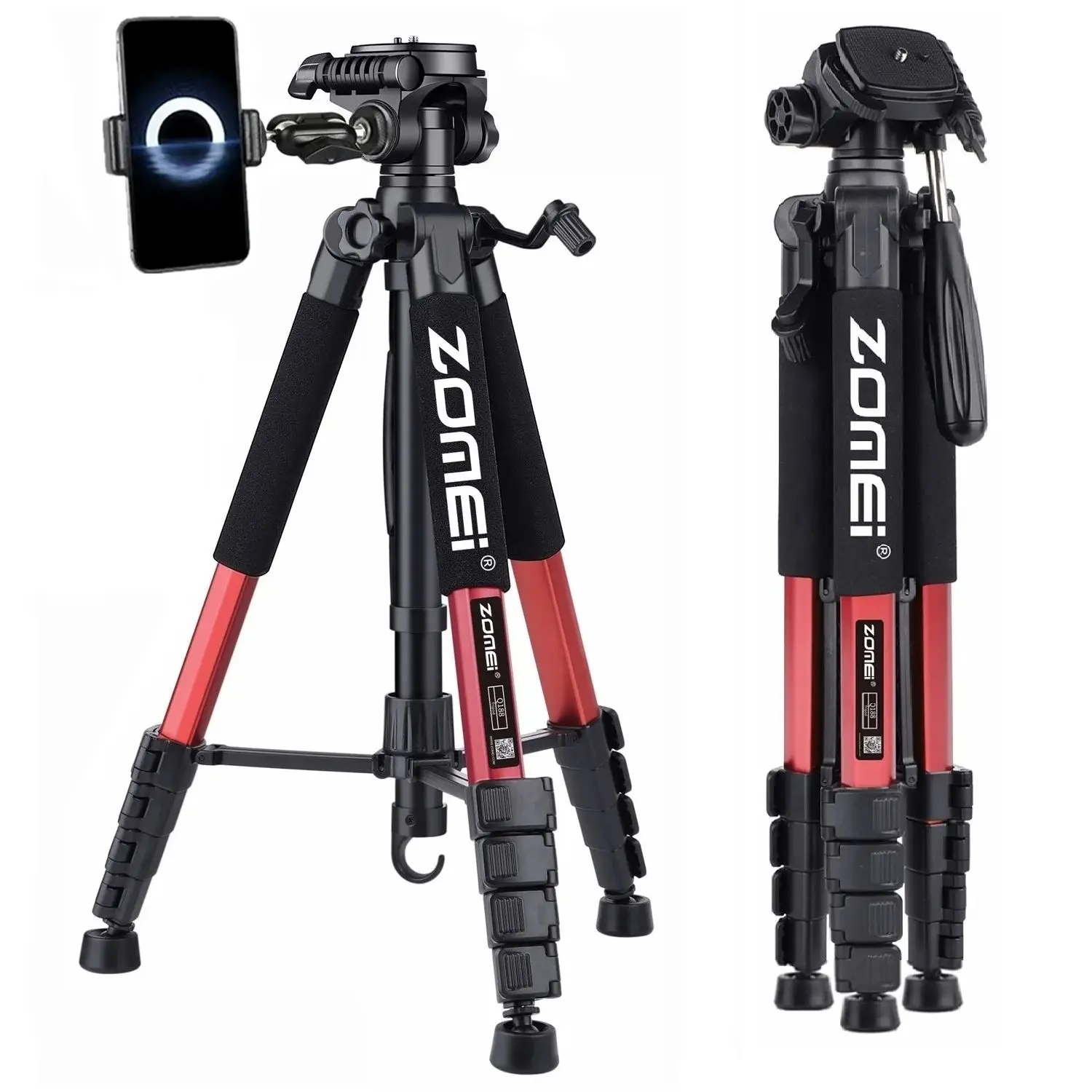 187cm/73.6in Tall Professional Compact Tripod Stand for Mobile Pone Camera Projector Telescope Spotlight Canon Horizontal Shoot