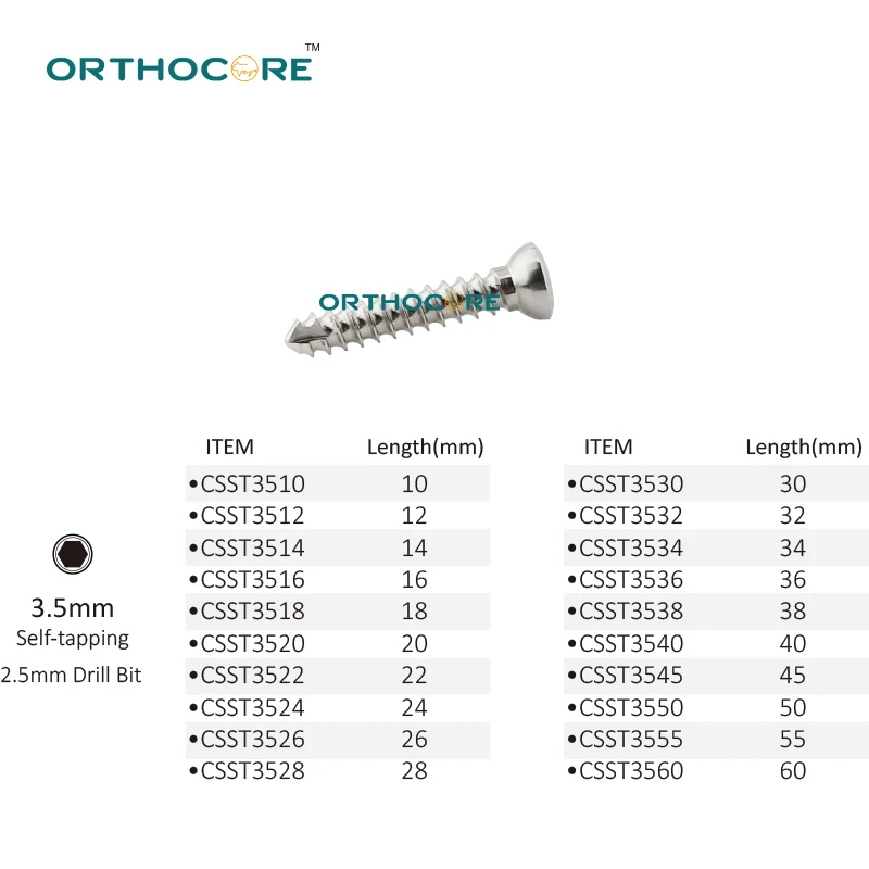 3.5 مللي متر الفولاذ المقاوم للصدأ مسامير القشرية ذاتية التنصت البيطرية الحيوانات الأليفة زرع العظام الجراحية المعدات الطبية #2