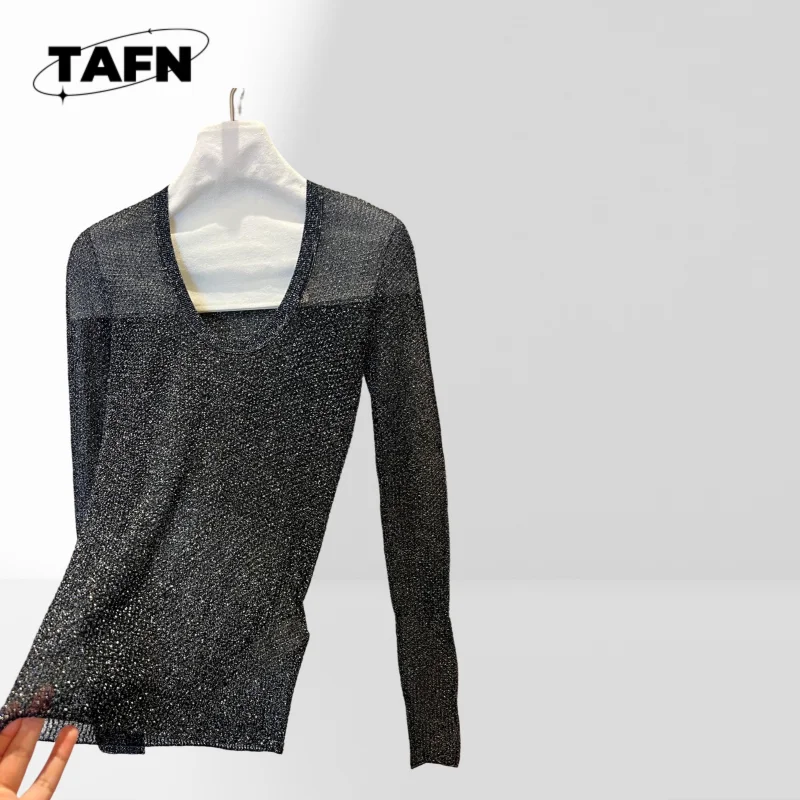 قميص نسائي غير متماثل موضة فضفاضة تناسب بلوزة نسائية أنيقة قميص شيفون دانتيل تفاصيل بلوزة قميص ClassicAH1633