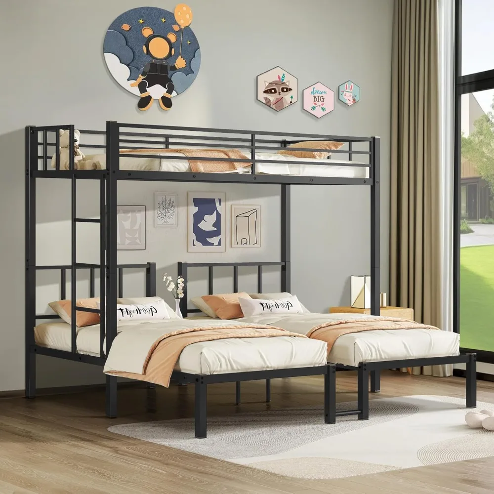 

Triple Bunk Bed for Kids, Twin Over Twin Over Twin Bunk Bed, Metal 3 Bed Bunk Beds for Teens and Adults, No Box Sprin