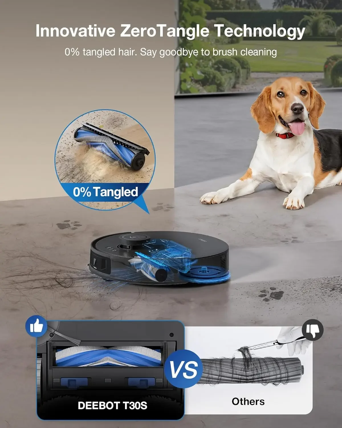 DEEBOT  Robot Vacuum Technology TruEdge Adaptive Edge Mopping Hot Water Mop Washing Self-Emptying Self RefillingAuto-Mop Lifting