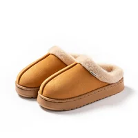 Women Fluffy Slippers for Autumn Winter Indoor EVA Thick Sole Anti-Slip Warm Unisex House Shoes 3