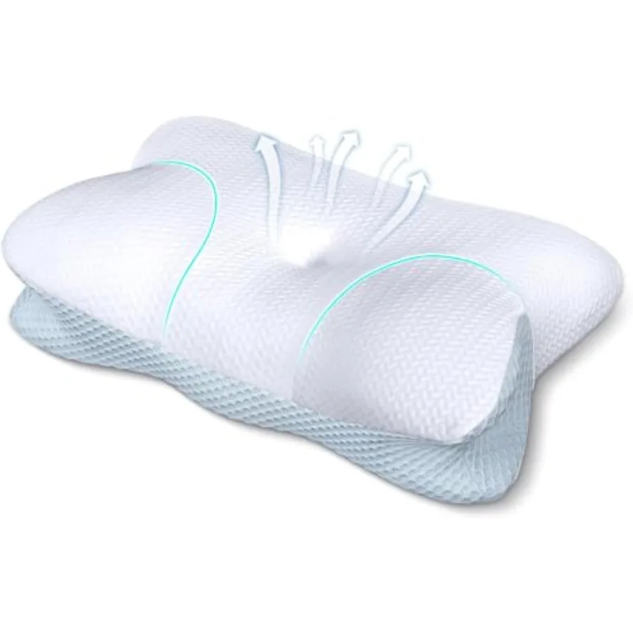 

Cervical Neck Support Pillow, Ergonomic Memory Foam Pillow for Proper Alignment, Contoured Orthopedic Pillow for Side, Back and