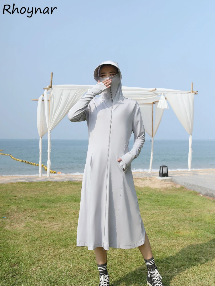 

Basic Jackets Women Casual Sun Protection Solid Thin Breathable Zipper Long Sleeve Summer Streetwear Pockets All-match Daily Ins