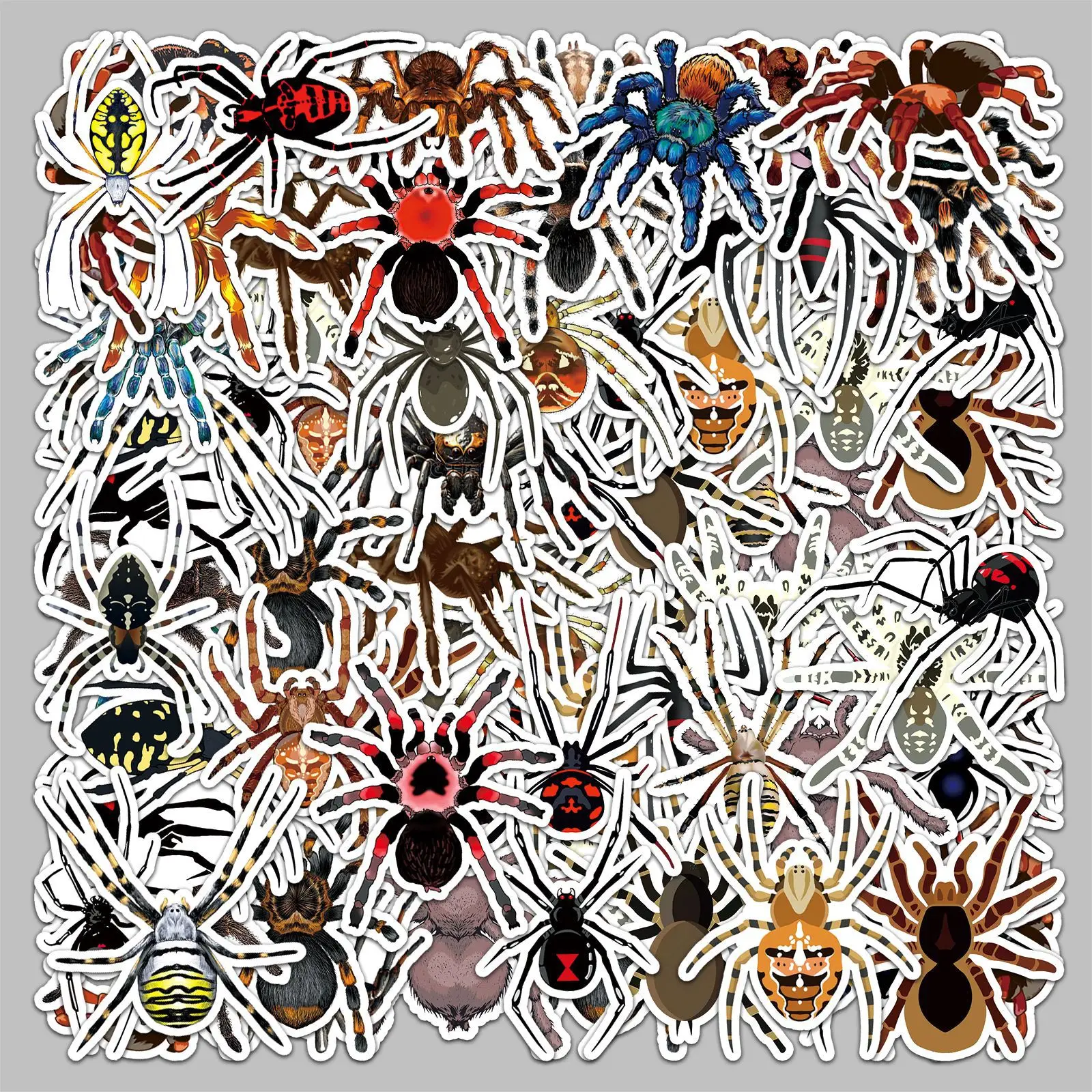 

50pcs Creative Cartoon Style Multi-variety Spider Food Graffiti Stickers Suitable For Helmet Desktop Wall Decoration DIY Sticker
