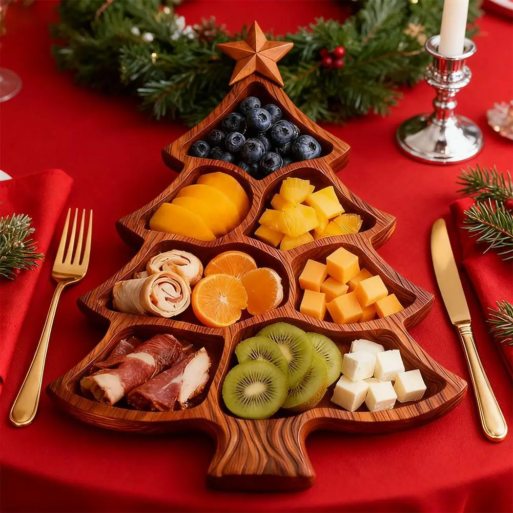 Christmas Tree Food Platter Charcuterie Board Wooden Food Sweets Cheese Divided And Serving Nuts 2026 Tray Fruit Platter Pl R0H6