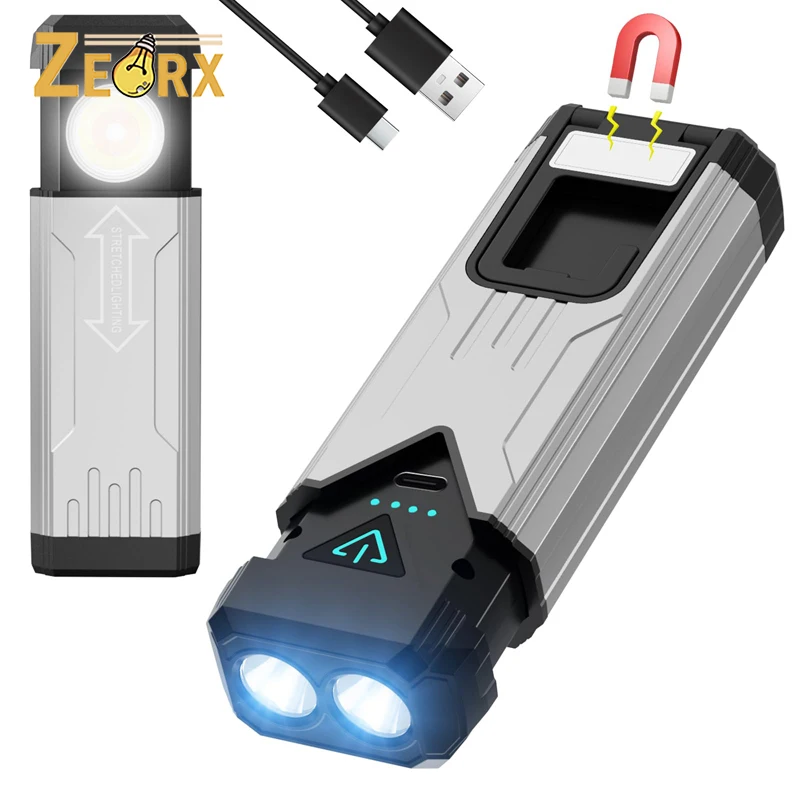 

Rechargeable Tactical Flashlights Super Bright High Lumens Powerful LED Magnetic USB C Flashlight with 8 Hiding COB Work Light