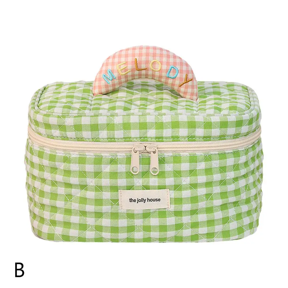 New Cute Lattice Cosmetic Bag Large Capacity High-Looking Storage Bags Practical Tool Portable Organizer Waterproof Makeup J7C3