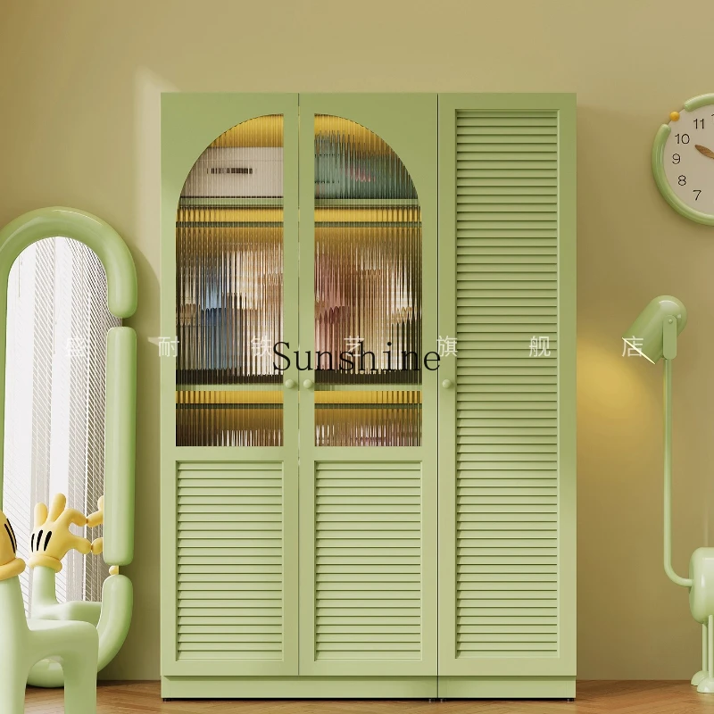 

New medieval style children's wardrobe bedroom household strong small apartment room durable iron sheet