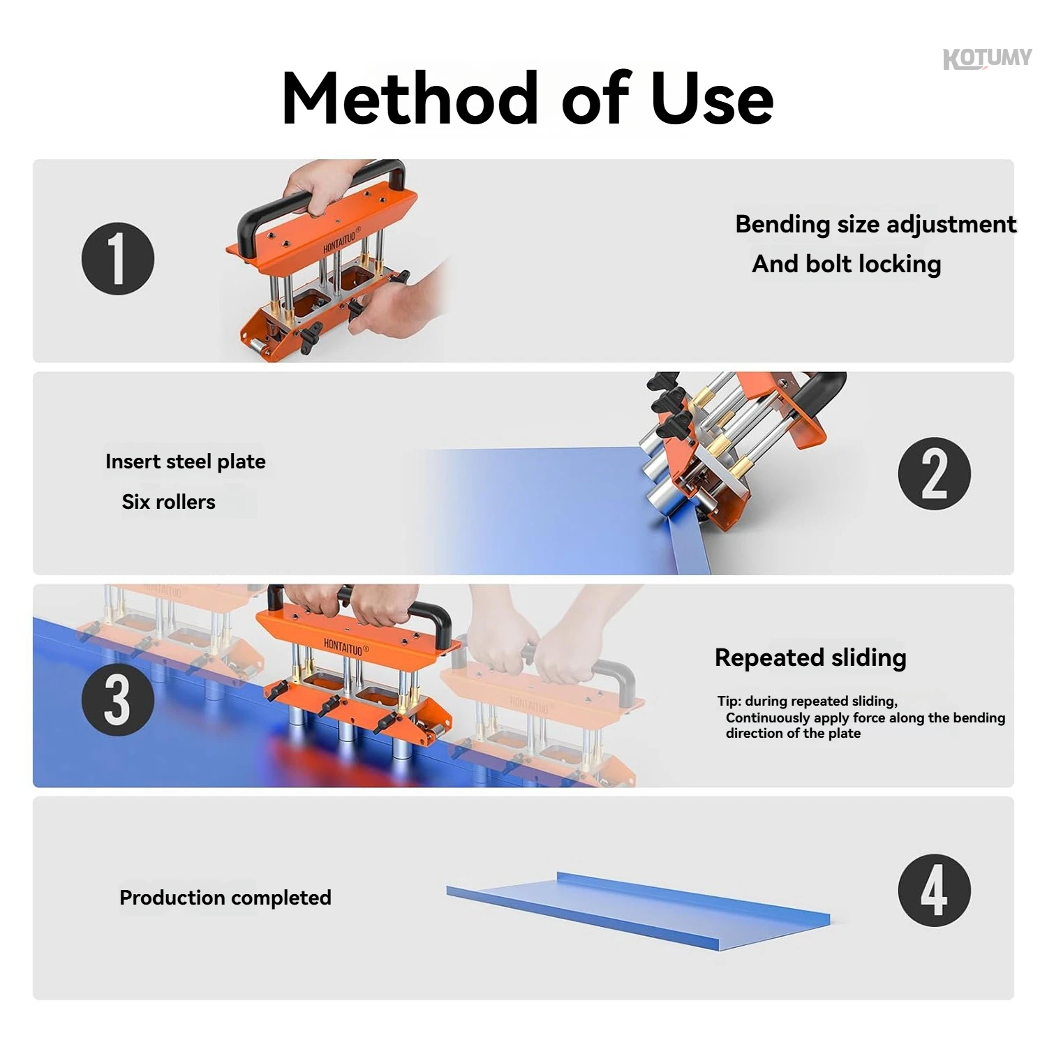 

6-Roller Plate Bending Machine 0-90° Adjustable Large Radius Roller, Portable Manual Aluminum Vertical Seam Roofing Tool