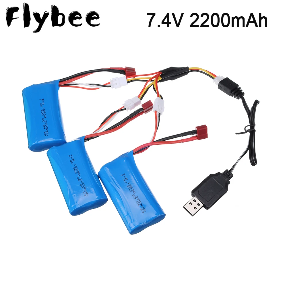 7,4 V 2200mah 20C lipo batería 18650 2S T enchufe para Wltoys 10428 12428 12423 accesorios de repuesto de coche teledirigido 7,4 V 2200 MAH batería