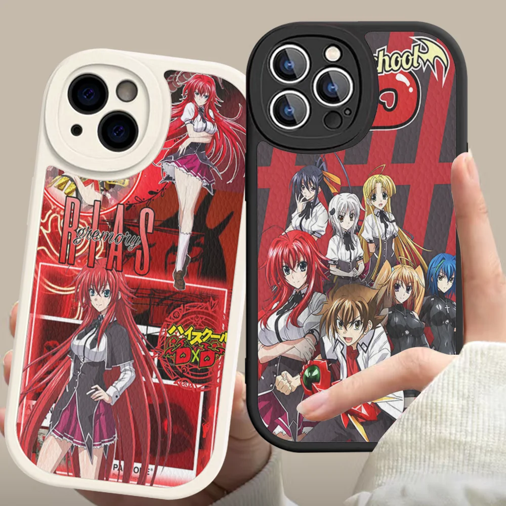 H-High S-School DxD Rias Gremory Phone Case Hard Leather For IPhone 16 15 14 13 12 Mini 11 14 Pro Max Xs X Xr 7 8 Plus Fundas