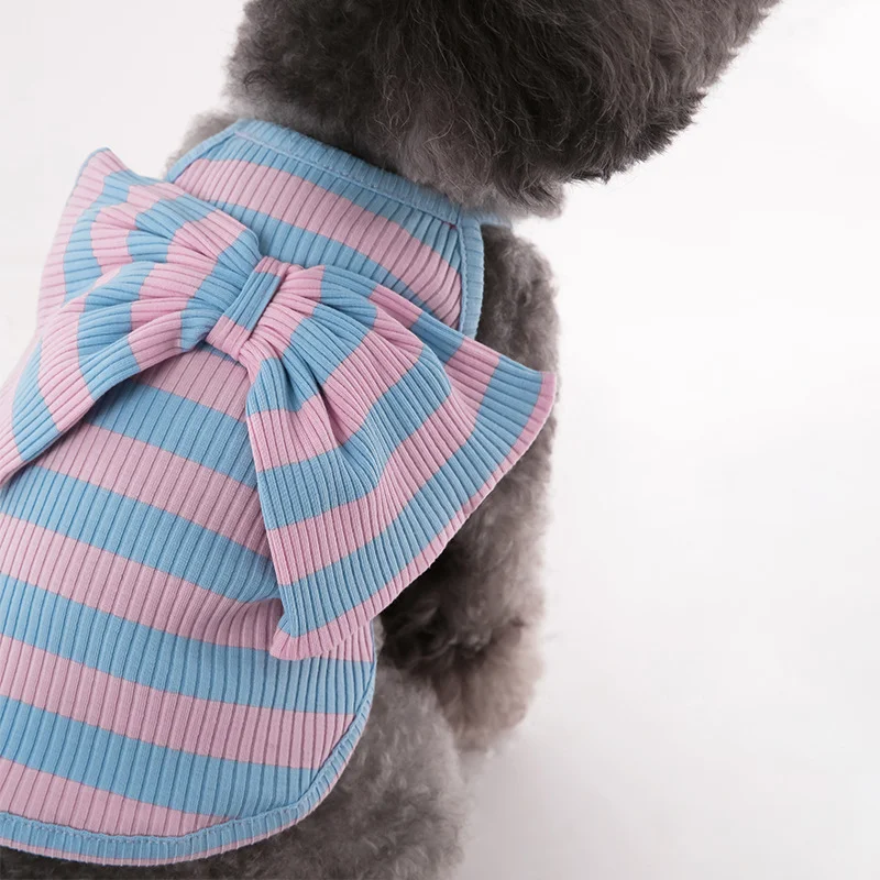 Pet dog clothing - Sweet bow elastic short T-shirt for Teddy bear, Schnauzer, Pomeranian, small medium-sized dog. view 6
