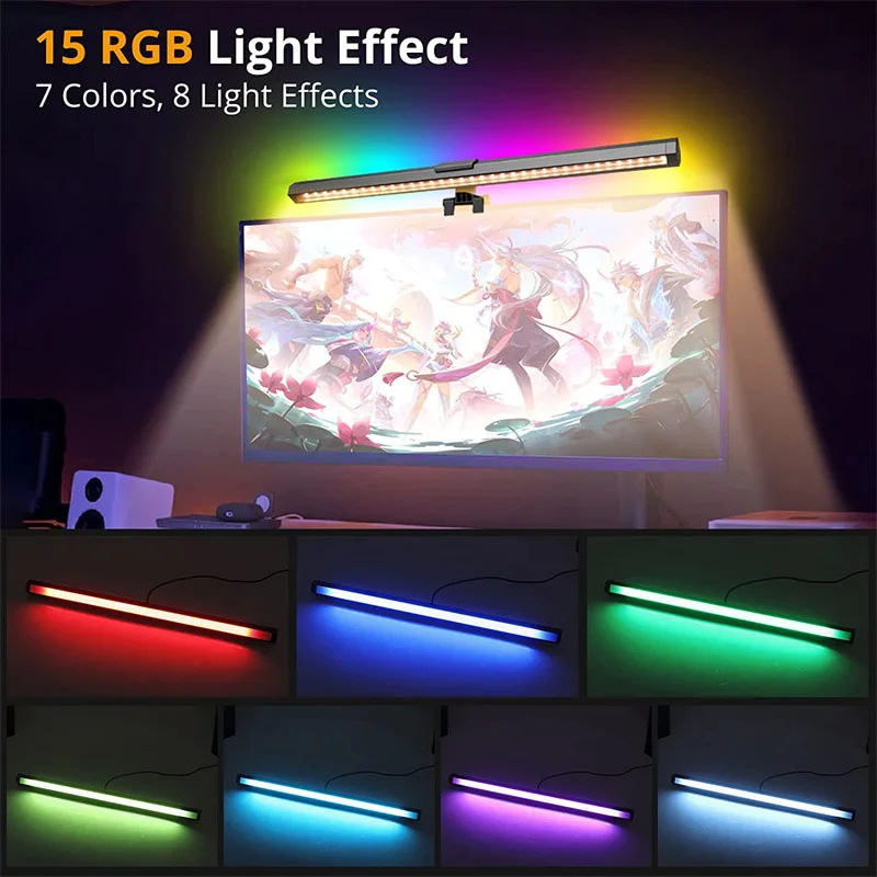 New RGB Computer Lamp  Background Atmosphere Touch Light for Reading Lamp Game Hanging Table Computer Backlight Screen Lamp