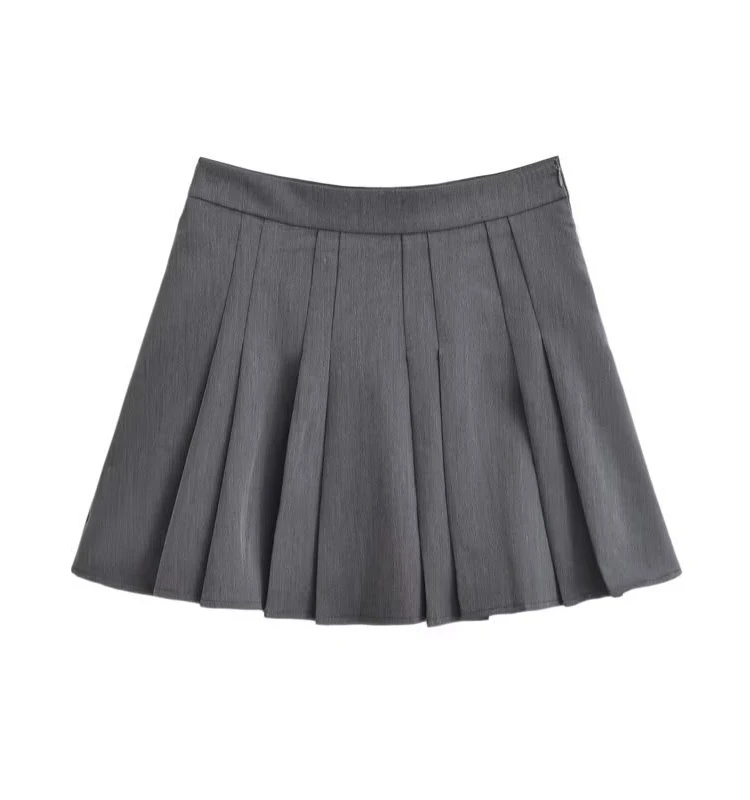 

High Waist Casual College Women's Skirt Pleated ort UWU530002 Autumn New Arrival A-Line Silhouette Pure Color