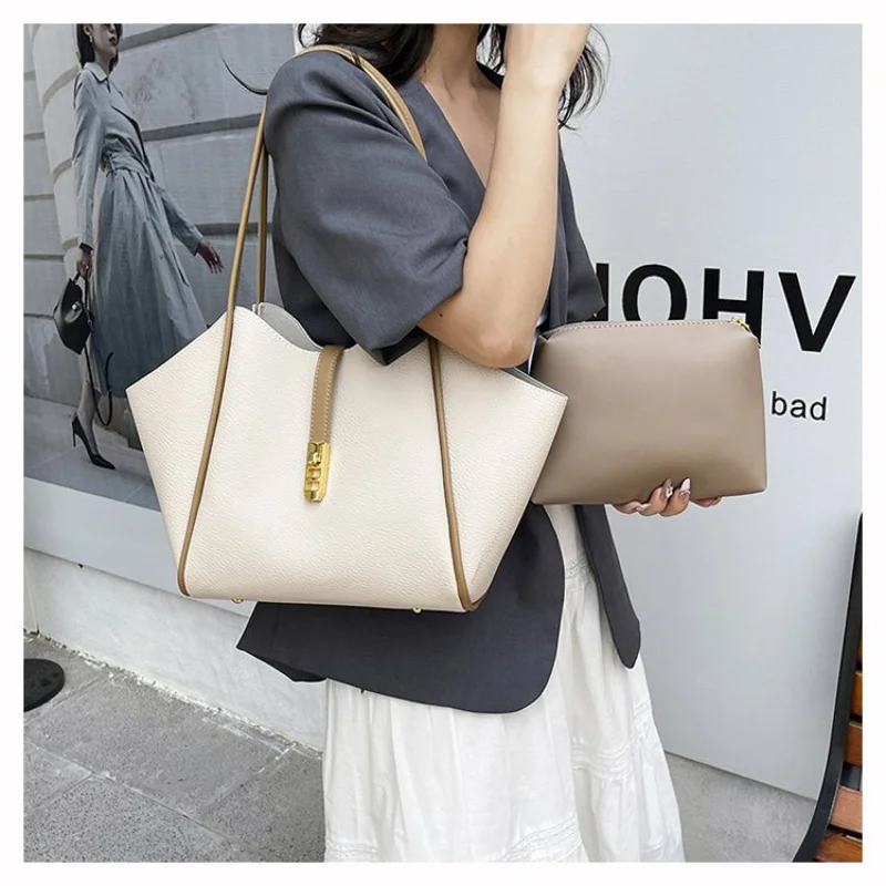 

Trendy Design Letter Logo Handbag Women Fashionable Casual Simple Vintage Style Crossbody Bag Solid Color