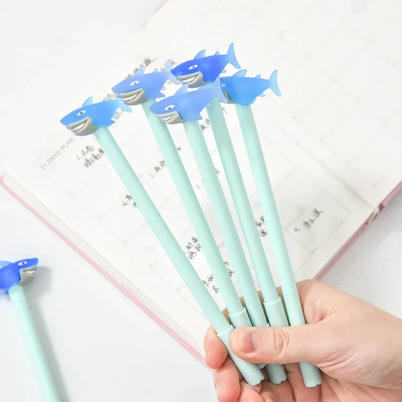 36PCS Deep-sea Series Shark Animal Modeling Pen Kawaii School Supplies Stationery Gel Pens