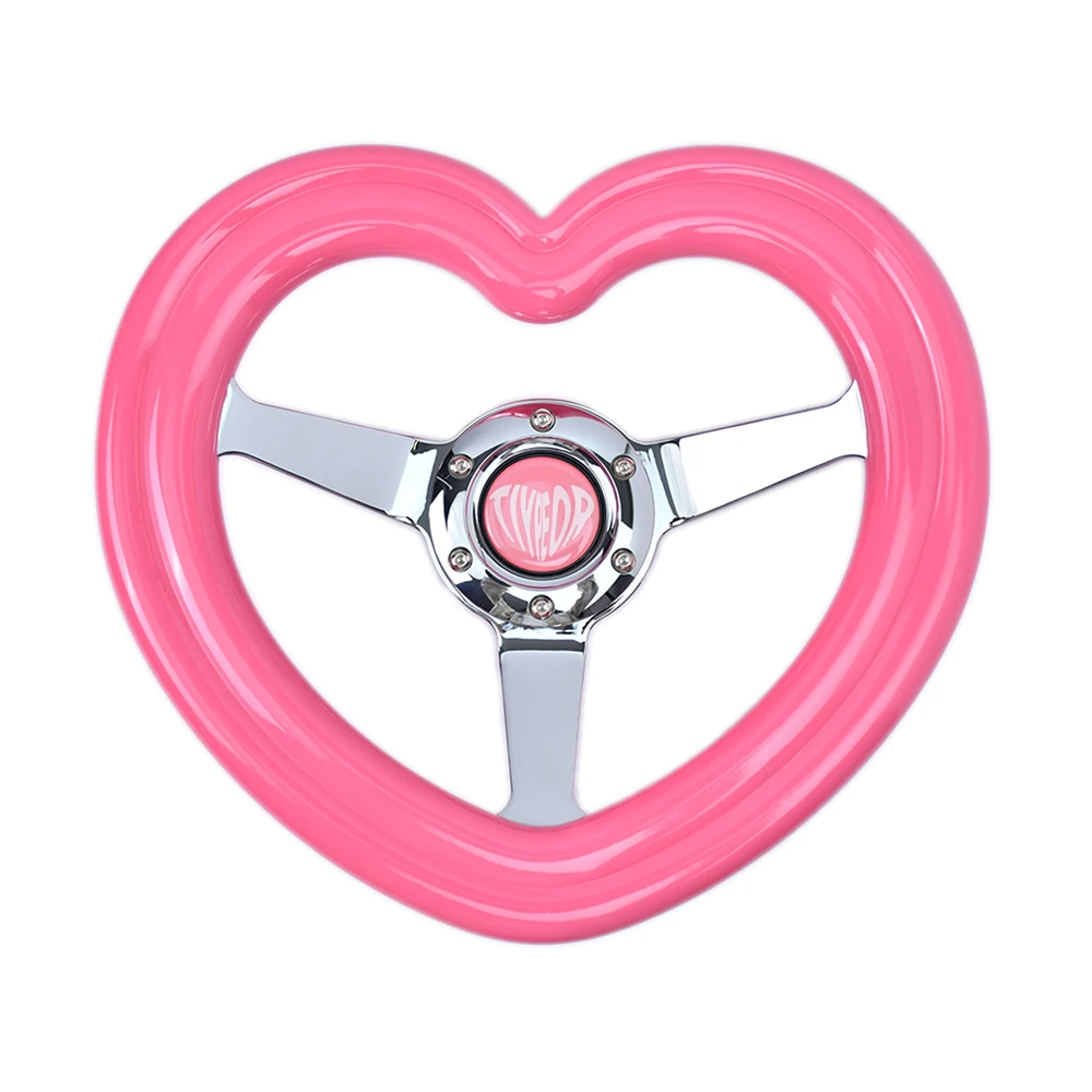 

TIYPEOR 320mm Candy Color Heart-Shaped ABS Car Steering Wheel 6 Bolts Racing Steering Wheel for Performance Driving Experience
