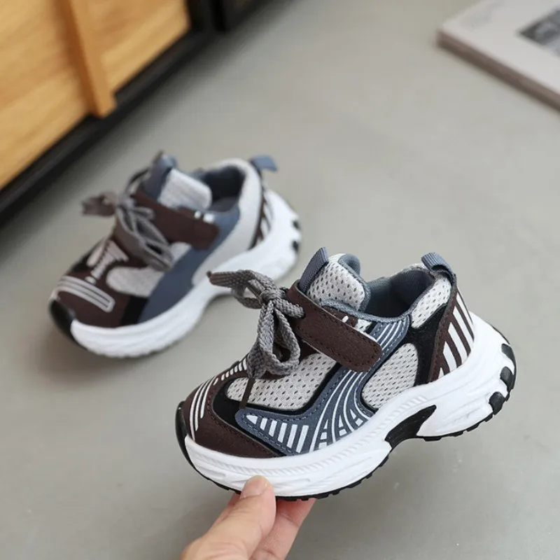 

Girls' Sports Shoes 2026 New Style Soft Sole Children's Casual Shoes Fashionable Breathable Stripe Dad Shoes for Kids Boy